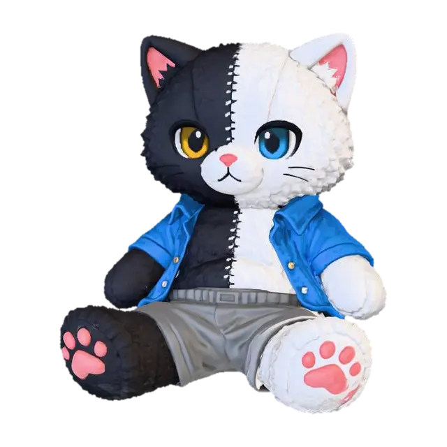 Patchwork Paws 3D model, vytvořený pomocí AI