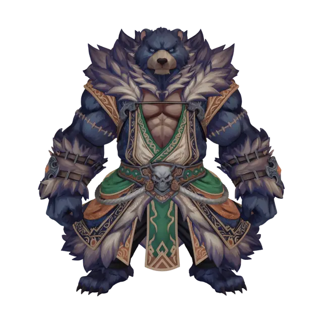 3D model for bear, robe, muscular, muscle, muscle-gut, furry, anthro, bipedal, solo,