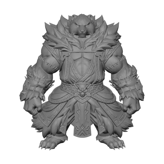 3D model for bear, robe, muscular, muscle, muscle-gut, furry, anthro, bipedal, solo,