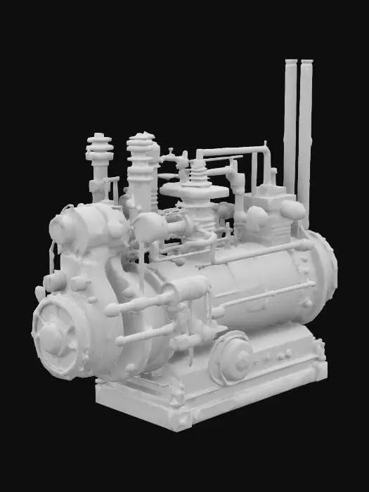 3D model for 蒸汽朋克风格 金属蒸汽机引擎 布满齿轮 管道 铁锈 4K影视级材质, 结构整齐清晰 #game figure#