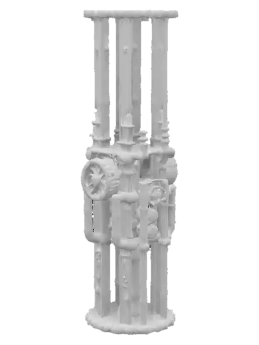 3D model for 蒸汽朋克风格 巨大的金属柱子 布满齿轮 管道 铁锈 4K影视级材质, #game figure#
