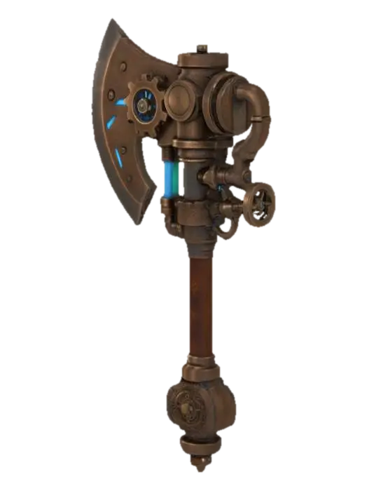 Steampunk Axe - Mechanical 3D model, vytvořený pomocí AI