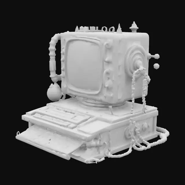 3D model for 蒸汽朋克风格 金属计算机 布满齿轮 管道 铁锈 4K影视级材质, #game figure#