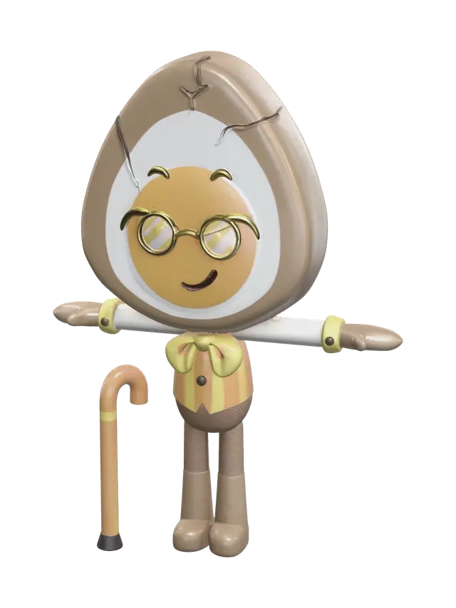 Weathered Eggson - Aging 3D model, vytvořený pomocí AI
