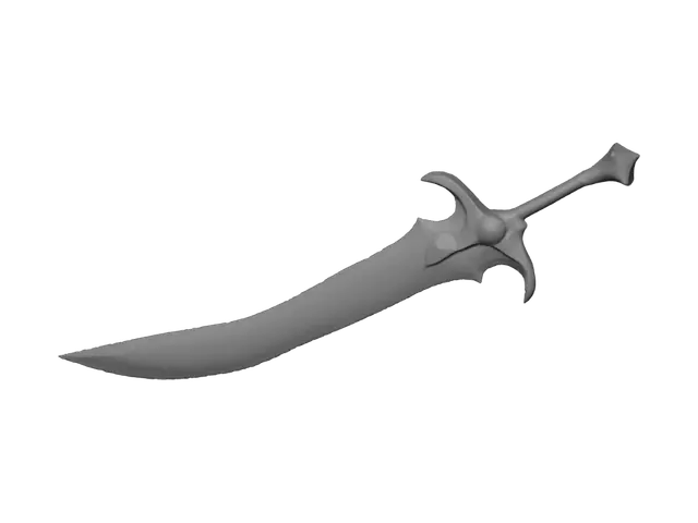 3D model for A fantasy RPG game sword named "Wind Cutter" (Platinum rarity tier), 
game-ready 3D model, low-poly style suitable for Roblox, PBR textures.

Design: A one-handed longsword with an extremely slim, aerodynamic silver-
white blade, as thin and sharp as a blade of wind itself. Faint swirling 
wind-current lines are etched along the blade, glowing with the same 
cyan-white emissive energy as the rest of the Platinum tier. The blade 
has a slight curve, giving it a sense of motion even at rest.

Hilt: lightweight-looking pale silver handle wrapped in a smooth grip, 
crossguard shaped like two curved wind-swept wings or ribbon-like gusts 
sweeping backward, a small glowing cyan crystal embedded at the center 
(matching the other Platinum weapons), pommel shaped like a small spiral 
air vortex.