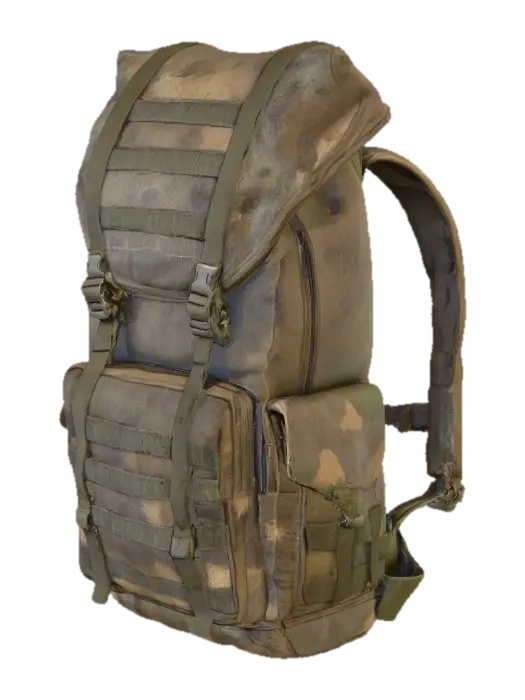 Dirty back pack for war - Canvas 3D model, vytvořený pomocí AI