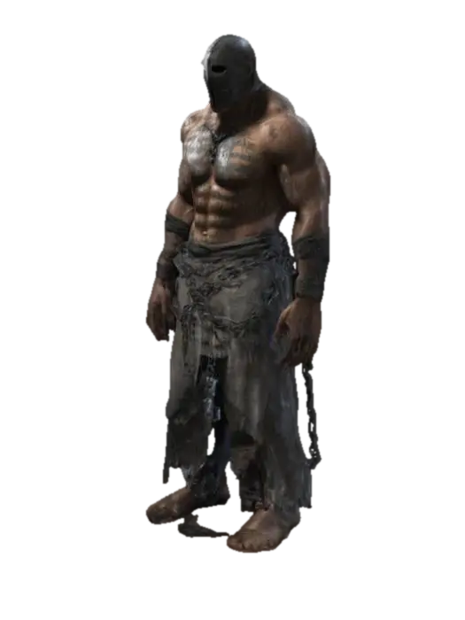 A towering prisoner with a muscular, battle-worn physique, his face fully concealed… - Robust 3D model, vytvořený pomocí AI