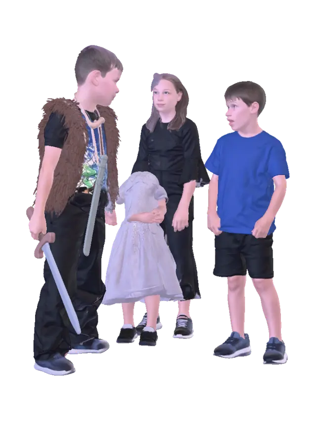 Theatre group acting scene - Dramaticlighting-3D-modell, genererad av AI