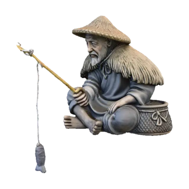 old china fisherman - Oldman 3D model, vytvořený pomocí AI