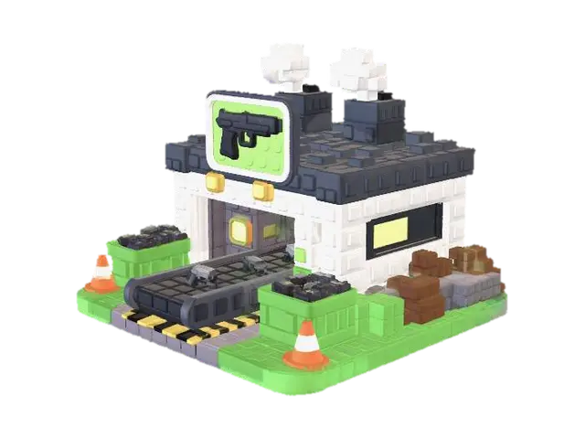 usine production arme roblox stud 3D-model, gegenereerd door AI