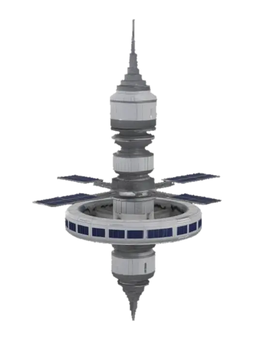 Orbital Hub 3D model, vytvořený pomocí AI