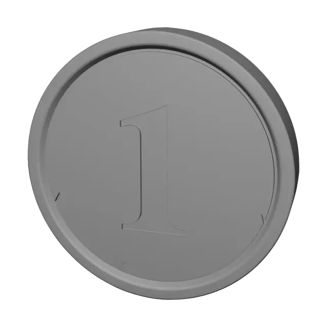 3D model for A golden coin for a World Order board game with number one