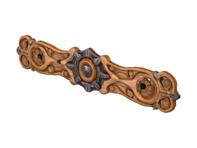3D model for Generate a 3D model of a long, horizontal wooden ornament inspired by the Marvel Iron Man Arc Reactor.  
- Central motif: Iron Man Arc Reactor core, futuristic, sci-fi, with geometric high-tech details.  
- Shape: Elongated design for placement above a fireplace mantel.  
- Ornament flow: From the central Arc Reactor, extend into symmetrical, flowing, ornamental curves on the left and right sides, inspired by tribal and baroque carvings.  
- Ends: Smooth, decorative, curling shapes (schnörkelig) to give an elegant wood-carving look.  
- Style: Wooden carved ornament, detailed but optimized for 3D printing.  
- Output: STL file, printable.
