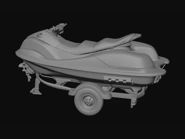 3D model for Sunlit Yamaha Jet Ski on a Trailer in a Field