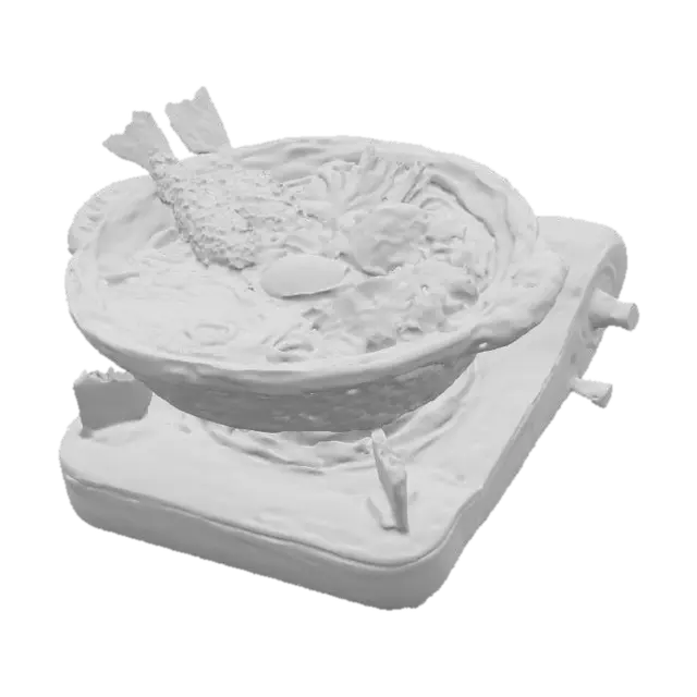 3D model for An illustration of nabe yaki udon (hot pot udon) actively cooking on a portable cassette stove. The broth is bubbling and steaming, and the ingredients (e.g., udon noodles, vegetables, sliced meat) are clearly visible in the pot.
Art style: Photorealistic, high detail, sharp focus, professional product photography, clean aesthetic.
