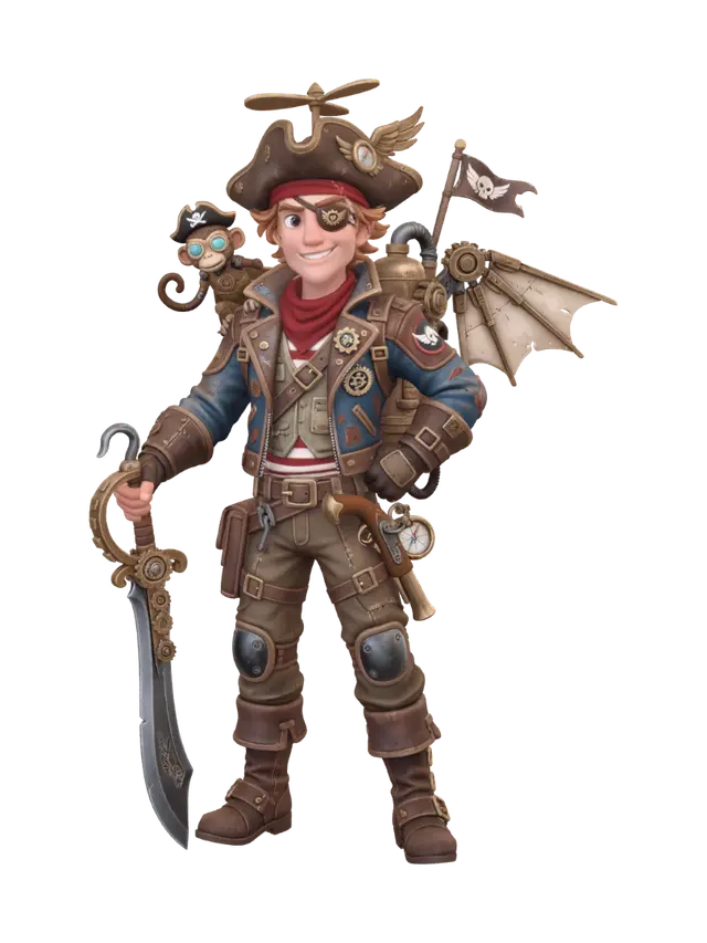 Sky Pirate - Wind 3D model, vytvořený pomocí AI