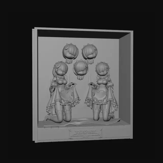 3D model for Rem and Ram 3D Character Model Diorama