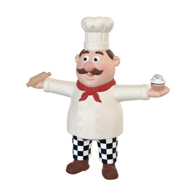 Cupcake Chef 3D model, vytvořený pomocí AI