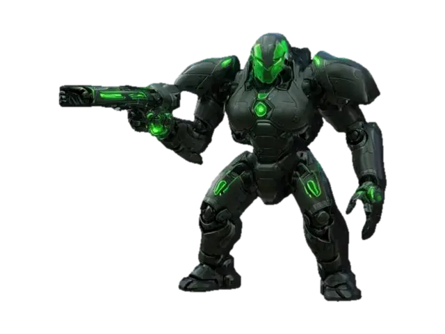 sci-fi cyber robotic sentinel conqueror, massive body special limbs and holders,… 3D model, vytvořený pomocí AI