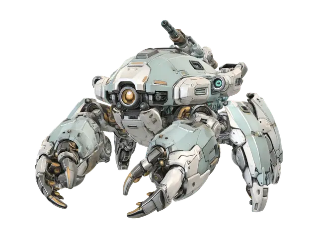 Azure Crab Mech 3D model, vytvořený pomocí AI