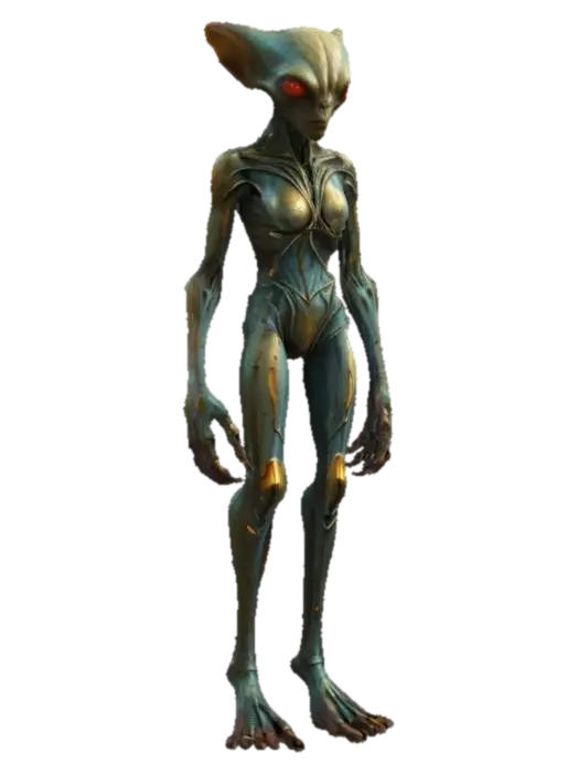 creature from another world that does not walk upright, tall on long limbs, silky… - Luminous 3D model, vytvořený pomocí AI