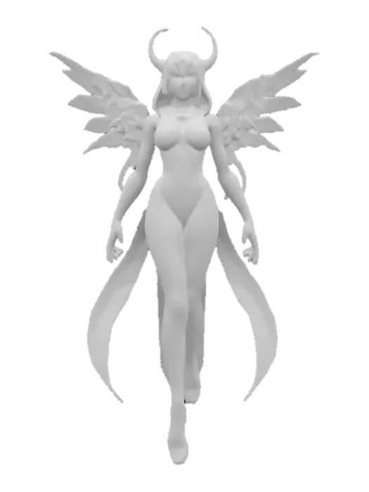 3D model for sci-fi technology banshee, graceful body in transparent cloak, cyber accessories of living body, energy shield around, dead expression on face, floating in air, lighting effects, extremely details, high resolution texture, epic stance