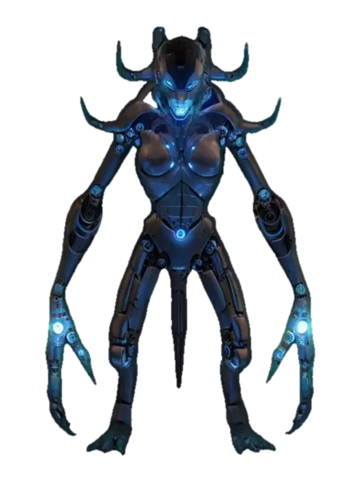 sci-fi dark horror hologram monster, intangible intertwined body, mouth full of…-3D-modell, genererad av AI