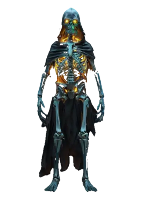 fantasy very dark skeleton figure, dark massive figure is charged with bright energy… - Robust 3D model, vytvořený pomocí AI