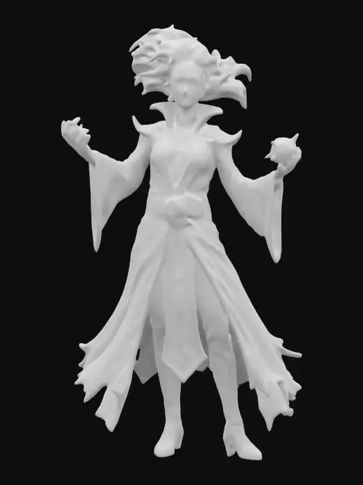 3D model for fantasy magician of electrical energy, powerful body dressed in elegant clothes, dress complemented with metal elements, entire body covered in electric glowing lightning, hands raised as he calls lightnings from his body, face has an indifferent look, energy shines brightly from his body, hair flying from electric discharges, extremely detailed, high resolution texture, epic stance