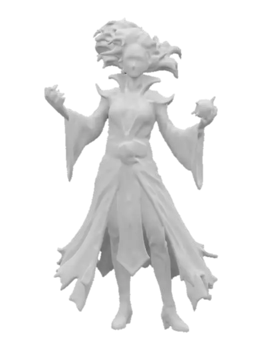 3D model for fantasy magician of electrical energy, powerful body dressed in elegant clothes, dress complemented with metal elements, entire body covered in electric glowing lightning, hands raised as he calls lightnings from his body, face has an indifferent look, energy shines brightly from his body, hair flying from electric discharges, extremely detailed, high resolution texture, epic stance