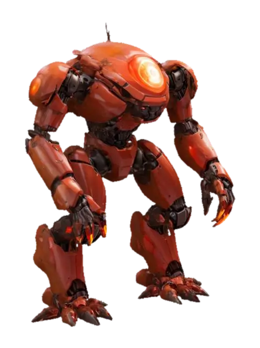 sci-fi robot humanoid crab, massive armored body, large limbs with claws, clad in… 3D model, vytvořený pomocí AI