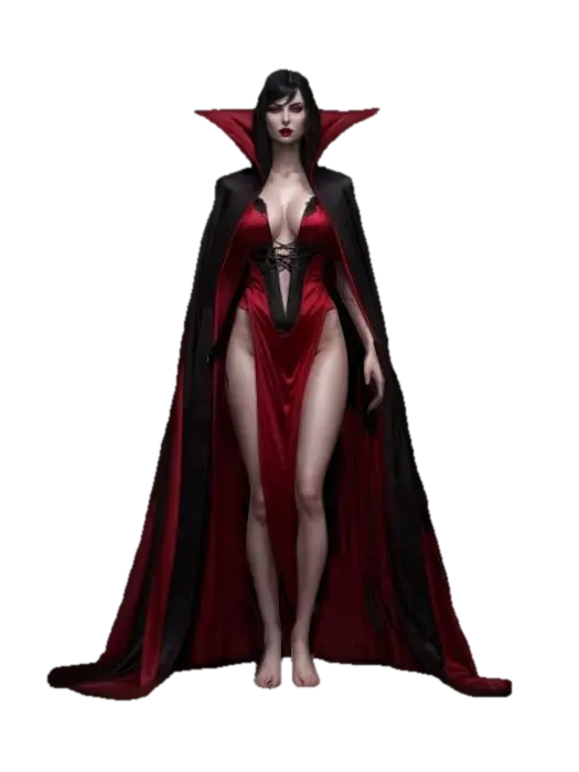 fantasy tall women vampire, slim elegant figure, seductive attitude, black hair,… 3D model, vytvořený pomocí AI