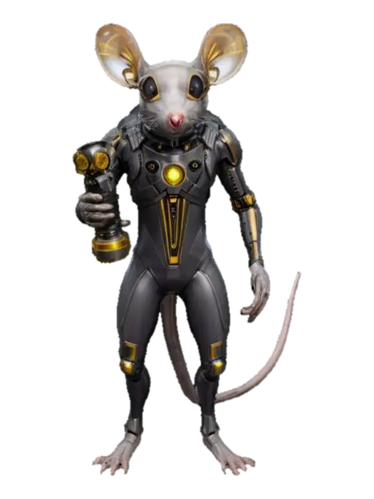 Modello 3D sci-fi humanoid rat technologist, skinny and tall body, tight space suit,…, generato dall’IA