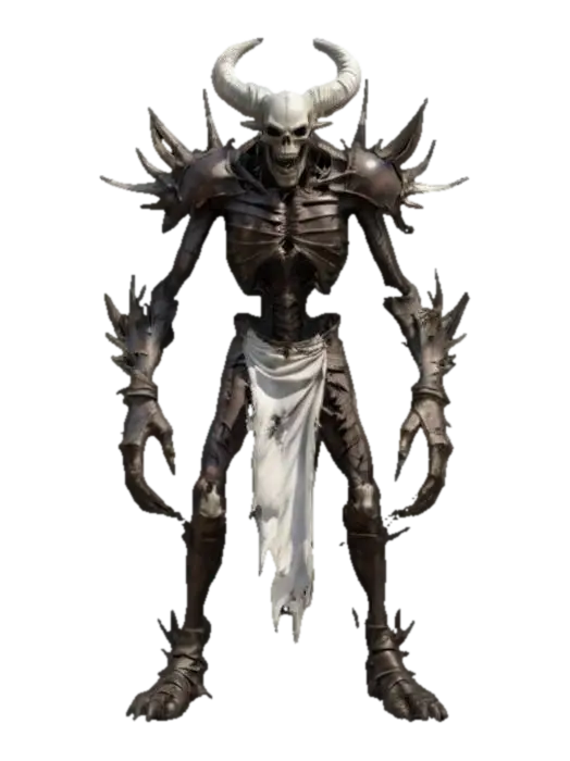 Modelong 3D ng fantasy dark bone demon, tall powerful bony body, armor and torn rags of clothing…, ginawa ng AI
