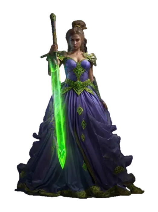 fantasy female warrior, beautiful graceful body, beautifully dressed in a ball… - Atmosphere 3D model, vytvořený pomocí AI