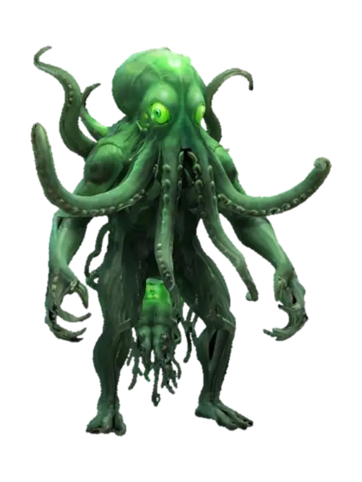 3D model for creature octopus, massive head with tentacles, whole body floating in the air, cyber clothing all over the body, softly glowing, scary face, terrifying mouth, in attack, extremely details, high resolution texture, epic stance