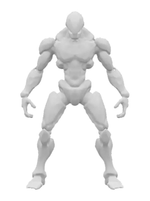 3D model for sci-fi shapeless cyber robotic, warped body, body composed of various technical unequal parts, body covered in glowing lights, on the attack, extremely details, high resolution texture, epic stance