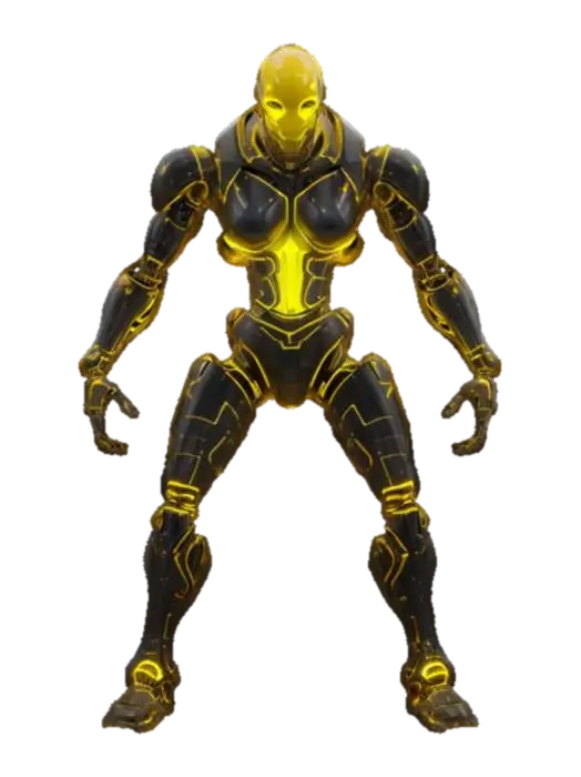 3D model for sci-fi shapeless cyber robotic, warped body, body composed of various technical unequal parts, body covered in glowing lights, on the attack, extremely details, high resolution texture, epic stance