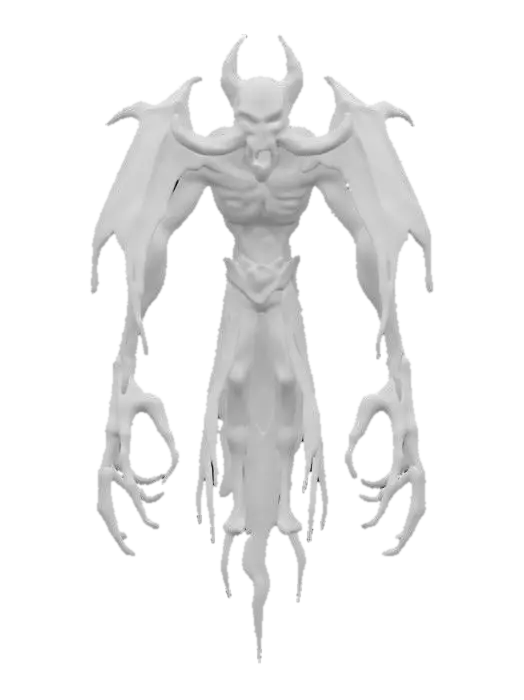 3D model for fantasy dark wraith, body floating in the air and emerging from the darkness, lower body disappearing into the darkness, massive toothy muzzle, massive hands reaching forward, terrifying expression, in an attacking position, extremely details, high resolution texture, epic stance