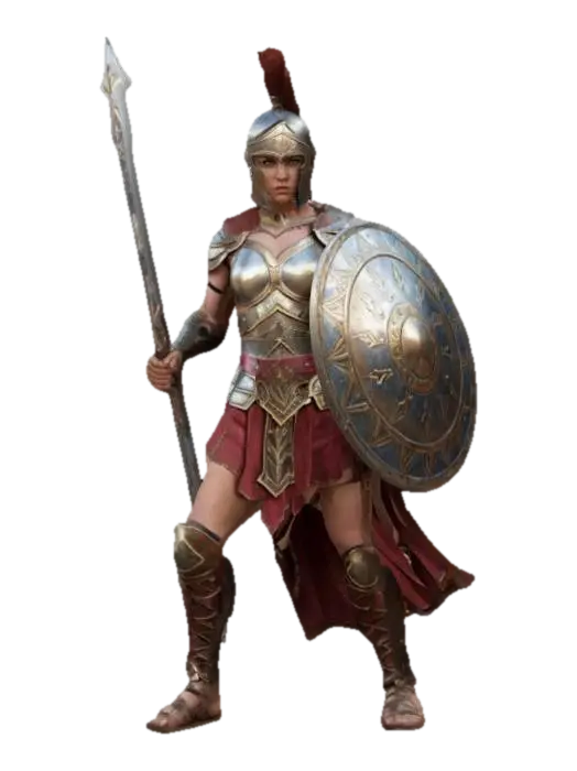historical female gladiator, graceful muscular body, gladiator clothing and… 3D model, vytvořený pomocí AI