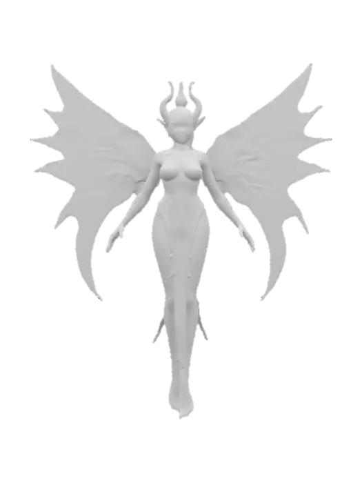 3D model for female supernatural queen elemental, her entire body levitates in the air and radiates energy, a bright glow comes out from behind her back, her body is alabaster white, highly detailed beautiful face, extremely details, high resolution texture, epic stance, #women#
