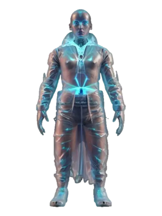 virtual holographic magician, intangible body just a lined image 3d hologram…-3D-modell, genererad av AI