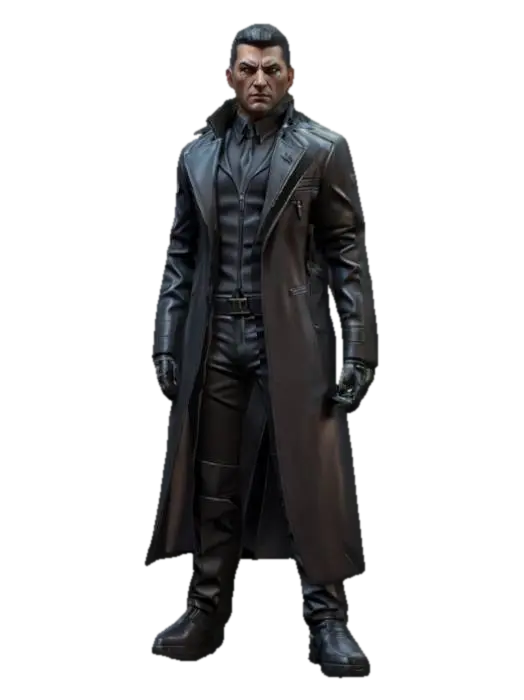 futuristic cyberpunk antihero, tall and well-built body, elegant clothing with a… - Masculine 3D model, vytvořený pomocí AI