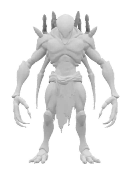 3D model for sci-fi fantasy robotic spider humanoid creature, spider body and humanoid like structure, terrifying expression, spider in attack, clawed limbs, covered in torn clothes, extremely details, high resolution texture, epic stance, #game figure#