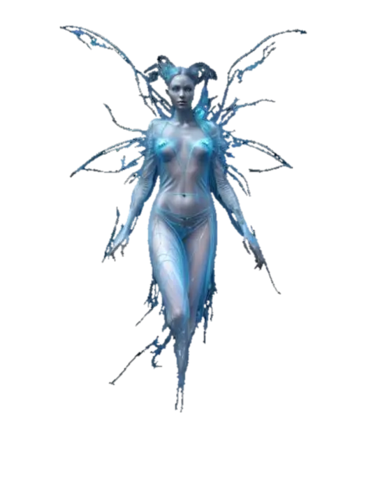 fantasy wraith fairy, translucent body floating in space, translucent robe,… - Ghostly 3D model, vytvořený pomocí AI