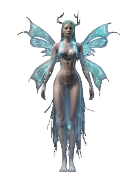 fantasy wraith fairy, translucent body floating in space, translucent robe,… - Ghostly 3D model, vytvořený pomocí AI