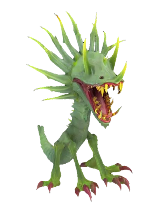 3D model for fantasy carnivorous flower creature, strong stems and leaves, instead of a flower an open mouth full of sharp teeth, in attack, extremely detailed, high resolution texture, epic stance, #garden#