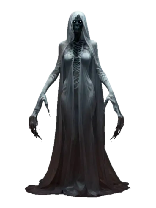 fantasy female silhouette ghost monster, graceful slender body, long bony hands… - Vampire 3D model, vytvořený pomocí AI