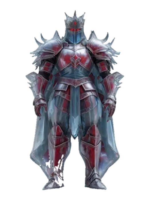 3D model for fantasy cosmic ice knight, massive tall body, elegant transparent armor all over the body, unknown markings on the armor, extremely detailed, high resolution texture, epic stance