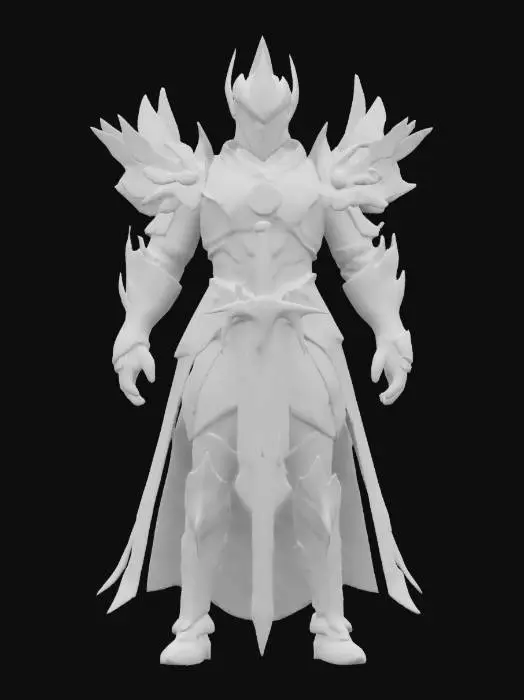 3D model for fantasy cosmic ice knight, massive tall body, elegant transparent armor all over the body, unknown markings on the armor, extremely detailed, high resolution texture, epic stance
